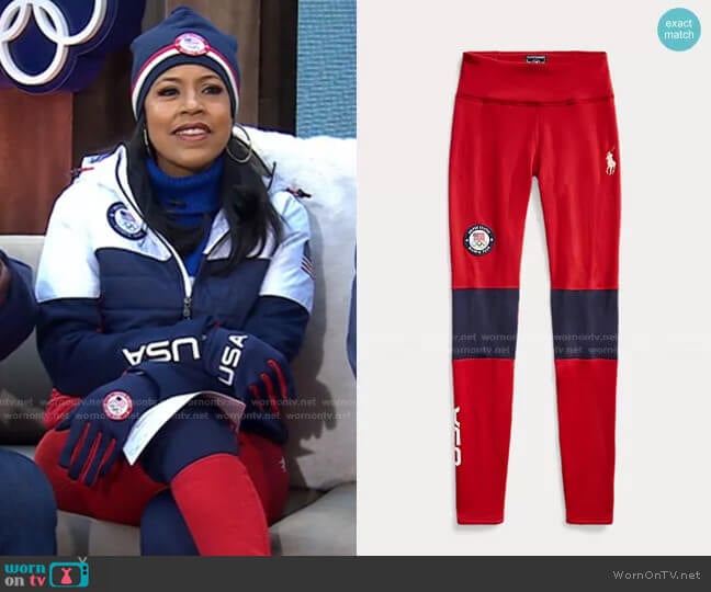 Team USA Opening Ceremony Leggings by Ralph Lauren worn by Sheinelle Jones on Today