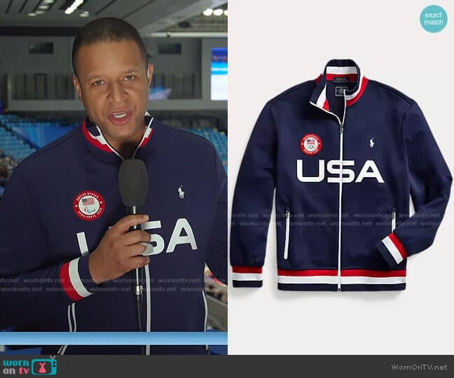 Team USA Track Jacket by Ralph Lauren worn by Craig Melvin on Today