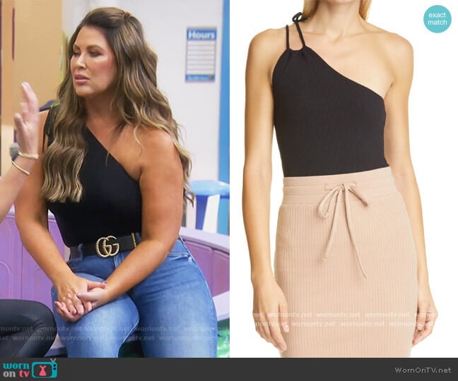 Alloy Ribbed One-Shoulder Top by The Range worn by Emily Simpson on The Real Housewives of Orange County