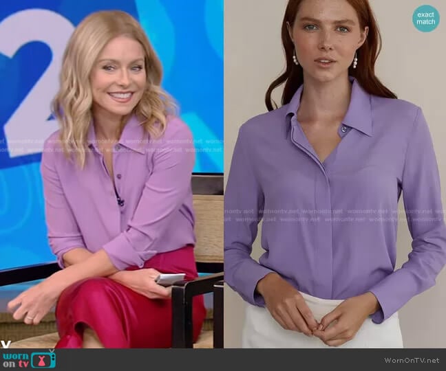 The Simone Blouse by Numi worn by Kelly Ripa on Live with Kelly and Mark