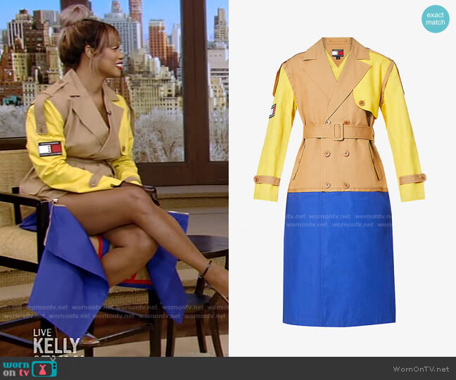 Double-Breasted Trench Coat by Tommy Hilfiger x Romeo Hunte worn by Laverne Cox on Live with Kelly and Ryan