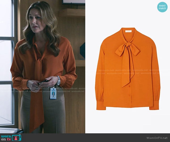 Tory Burch Tie Neck Silk Blouse worn by Kit Voss (Jane Leeves) on The Resident