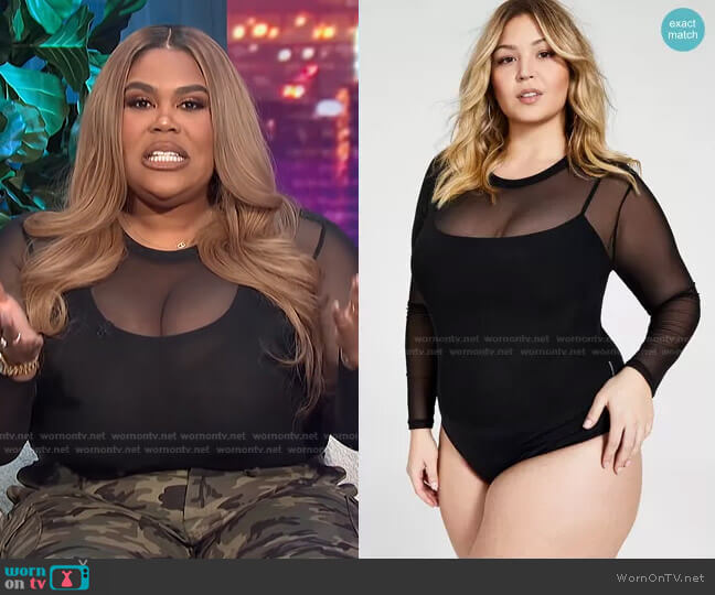 Trendy Plus Size Mesh Bodysuit by Nina Parker worn by Nina Parker on E! News