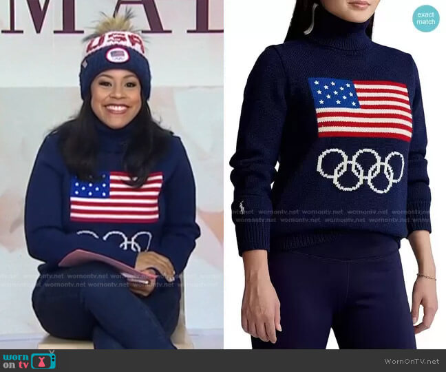 Turtleneck Sweater by Polo Ralph Lauren x Team USA worn by Sheinelle Jones on Today