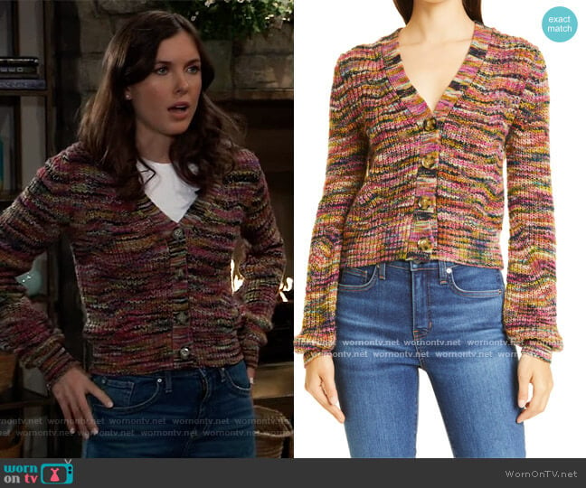 Veronica Beard Dolra Space Dye Cardigan worn by Willow Tait (Katelyn MacMullen) on General Hospital