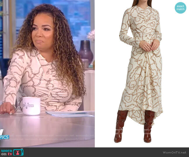 WornOnTV: Sunny’s white chain print ruched dress on The View | Sunny ...