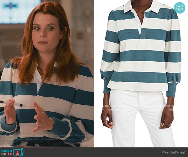 Presto Rugby Tee by Veronica Beard worn by Maddie Townsend (JoAnna Garcia Swisher) on Sweet Magnolias