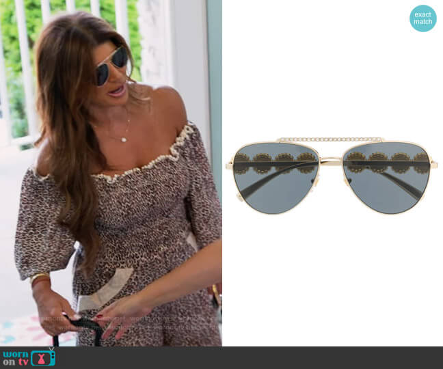 Medusa Head aviator-frame sunglasses by Versace worn by Teresa Giudice on The Real Housewives of New Jersey