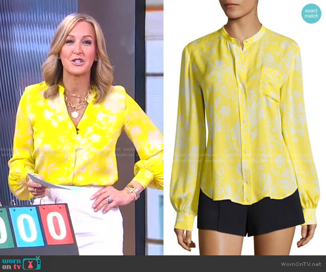 WornOnTV: Lara’s yellow floral blouse on Good Morning America | Lara ...