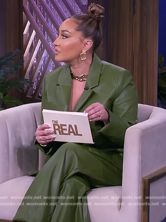 Adrienne’s green leather blazer and pants on The Real