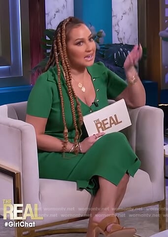 Adrienne's green ribbed polo dress on The Real
