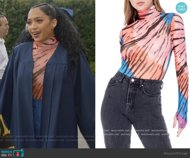 Zadie Semi Sheer Top by AFRM worn by Olivia Baker (Samantha Logan) on All American