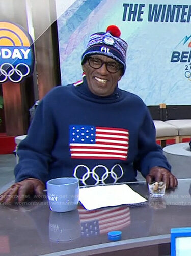 Al’s navy American flag Olympic sweater on Today