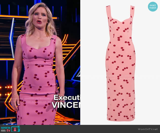 Polka-Dot Jacquard-Knit Midi Dress by Alaia worn by Sara Haines  on The Chase