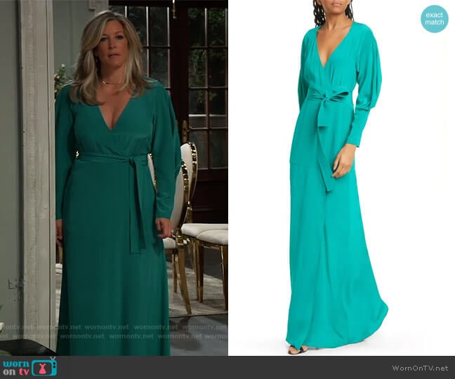 Nakia Silk Wrap Maxi Dress by A.L.C. worn by Carly Spencer (Laura Wright) on General Hospital