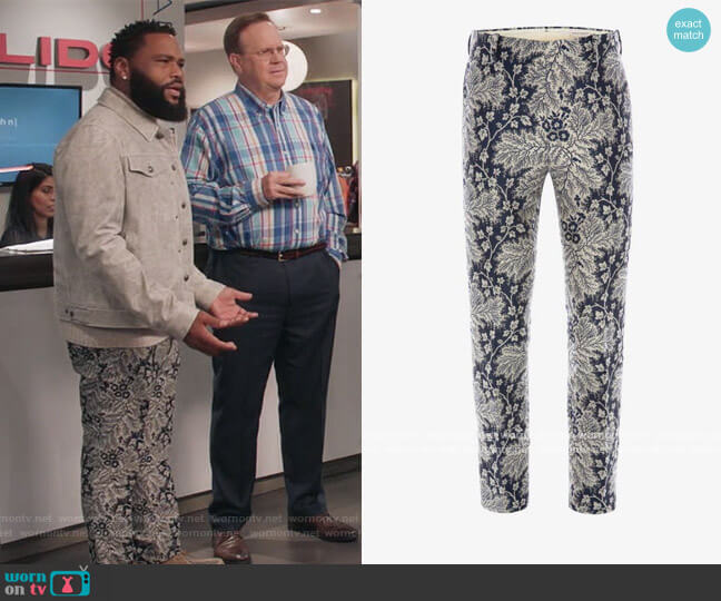 Ivy Creeper Jacquard Trousers by Alexander McQueen worn by Andre Johnson (Anthony Anderson) on Black-ish