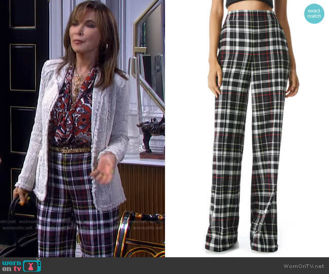 Dylan Plaid Wide Leg Pants by Alice + Olivia worn by Kate Roberts (Lauren Koslow) on Days of our Lives