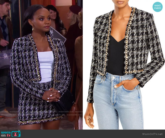 Zeta Cropped Jacket by Alice + Olivia worn by Chanel Dupree (Raven Bowens) on Days of our Lives