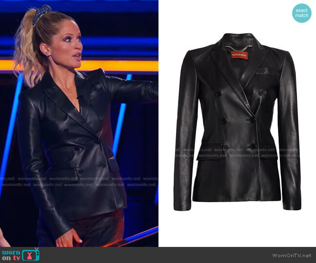 Indiana Double Breasted Leather Jacket by Altuzarra worn by Sara Haines  on The Chase