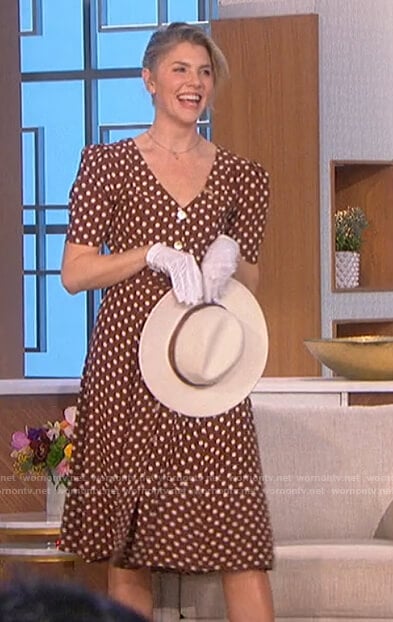 Amanda's brown polka dot dress on The Talk
