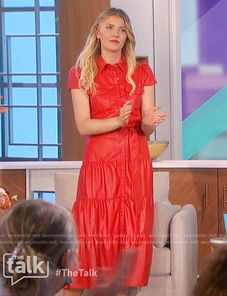 Amanda’s red leather button down dress on The Talk
