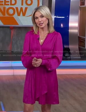 Amy’s pink surplice satin dress on Good Morning America