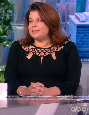 Ana’s black top with net cutouts on The View