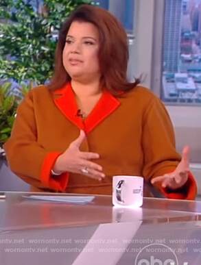 Ana’s brown contrast jacket on The View