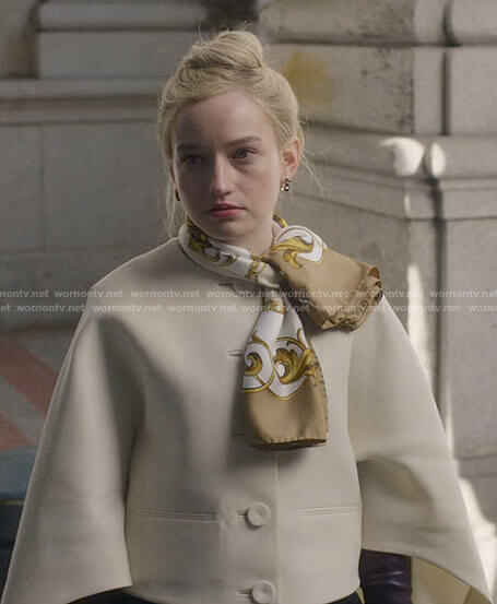 Anna's ivory cape jacket on Inventing Anna
