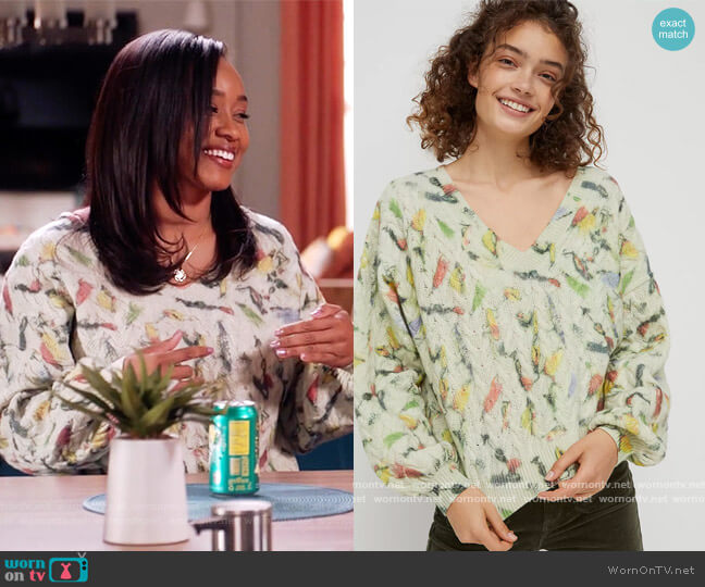 Catch of the Day Cable-Knit Wool Sweater by Anthropologie worn by Olivia Lockhart (Katlyn Nichol) on Black-ish