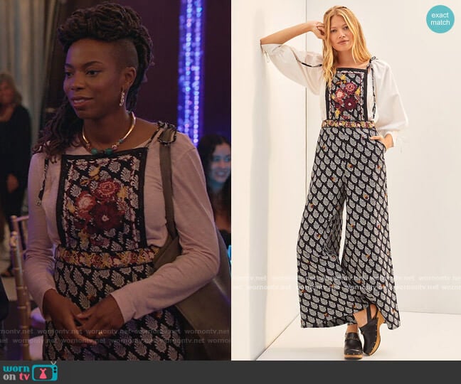  Embroidered Wide-Leg Jumpsuit by Anthropologie worn by Denise (Sasheer Zamata) on Home Economics