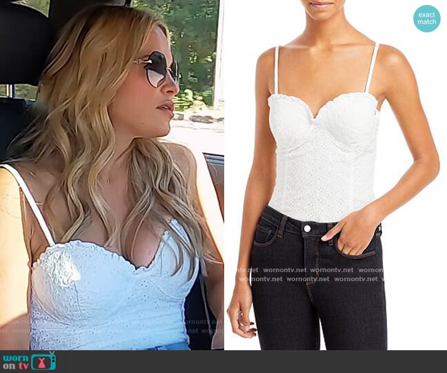 Eyelet Bustier Bodysuit by Aqua worn by Jackie Goldschneider on The Real Housewives of New Jersey
