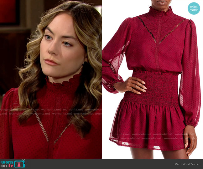 Aqua Prairie Mock Neck Top worn by Hope Logan (Annika Noelle) on The Bold and the Beautiful