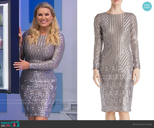 Aqua Art Deco Sequined Dress worn by Rachel Reynolds  on The Price is Right