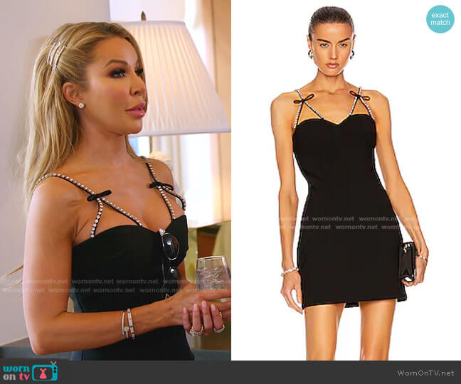 Crystal Bow Strap Mini Dress by Area worn by Lisa Hochstein (Lisa Hochstein) on The Real Housewives of Miami