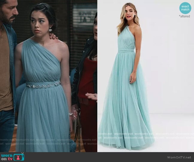 One Shoulder Tulle Maxi Dress by ASOS worn by Annie Sullivan (Anneliese Judge) on Sweet Magnolias