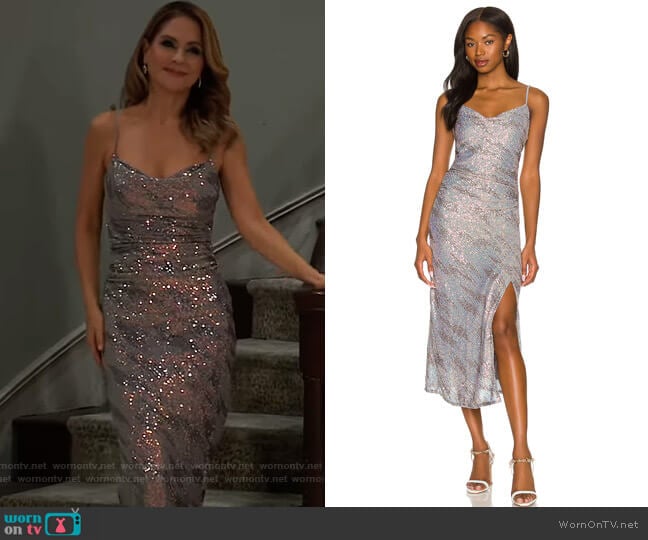 Hollywood Sequin Midi Dress by ASTR the Label worn by Olivia Falconeri (Lisa Lo Cicero) on General Hospital