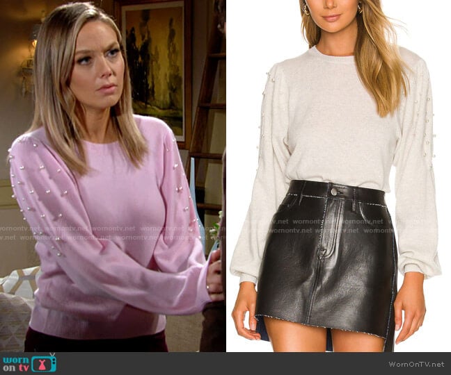 Autumn Cashmere Pearl Sleeve Sweater worn by Abby Newman (Melissa Ordway) on The Young and the Restless