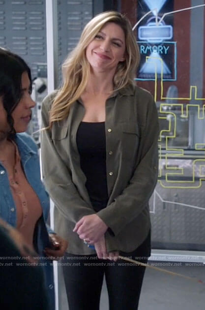 Ava's green button down shirt with pockets on Legends of Tomorrow
