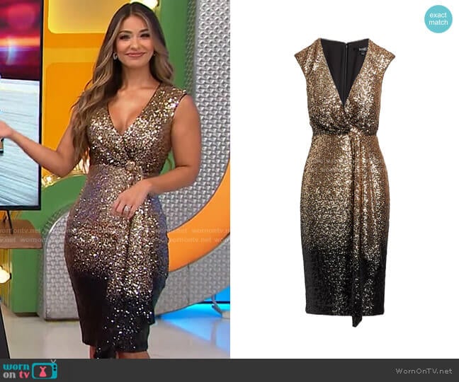 Badgley Mishka Ombré Sequin Sheath Dress worn by Manuela Arbeláez on The Price is Right