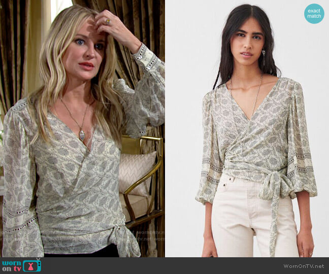 ba&sh Balzac Blouse worn by Sharon Collins (Sharon Case) on The Young & the Restless