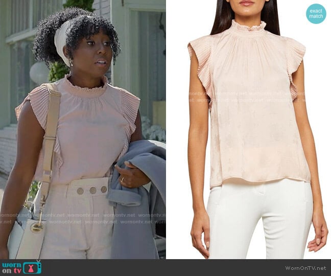 Bcbgmaxazria Woven Top worn by Brit Monclair (Sasha Compère) on Single Drunk Female