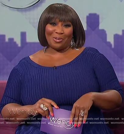 Bevy Smith’s blue ribbed dress on The Wendy Williams Show
