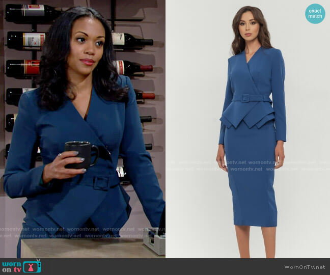 WornOnTV: Amanda’s teal blue peplum suit on The Young and the Restless ...