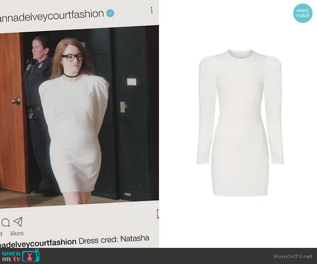 Black Halo Hadley Mini Dress worn by Anna Delvey (Julia Garner) on Inventing Anna