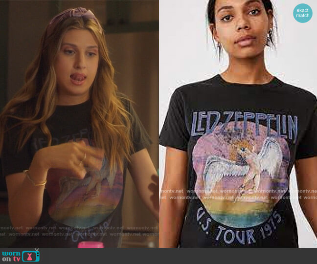 Led Zeppelin graphic tee by Cotton On worn by Nomi Segal (Emily Arlook) on Grown-ish