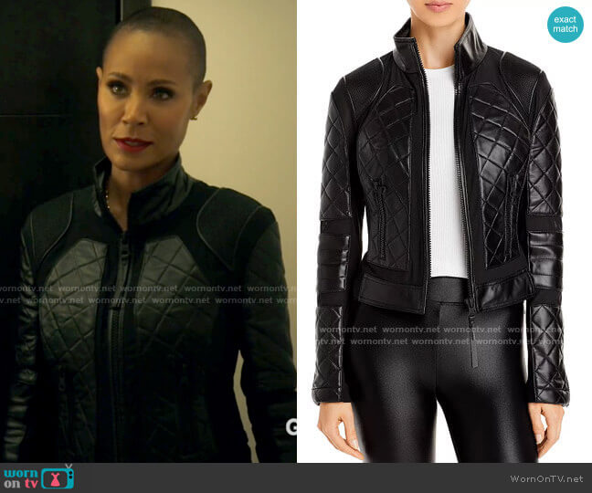 Blanc Noir Leather & Mesh Moto Jacket worn by Jessie (Jada Pinkett Smith) on The Equalizer