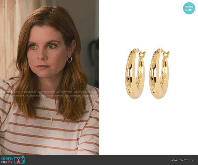 Puffed Hoop Earrings by Bonheur Jewelry worn by Maddie Townsend (JoAnna Garcia Swisher) on Sweet Magnolias