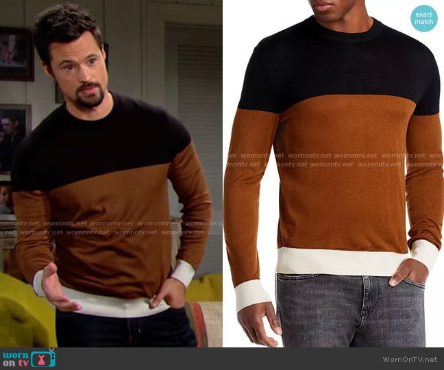 BOSS Colorblocked Sweater worn by Thomas Forrester (Matthew Atkinson) on The Bold and the Beautiful