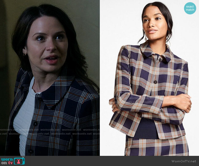 Brooks Brothers Plaid Jacket worn by Rachel Williams (Katie Lowes) on Inventing Anna